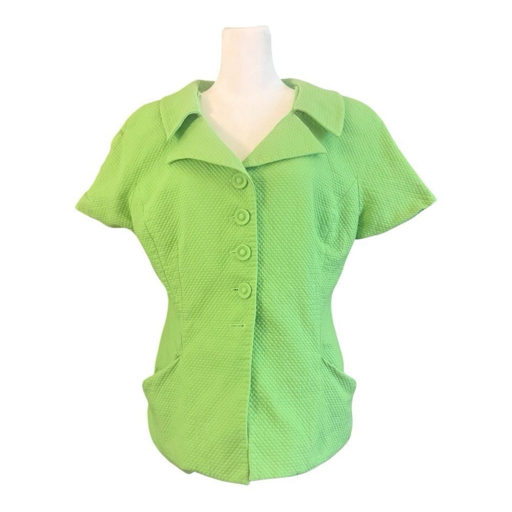 Dior Vintage Lime Green Short Sleeve Blazer Top 14